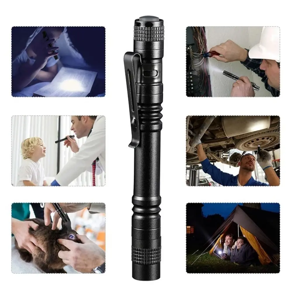 Useful Waterproof Pen Shape Flashlight Portable Mini LED Flashlight LED Pen Clip Lighting Tool Small Flashlight Outdoor