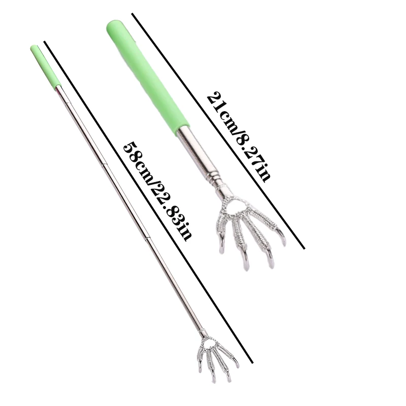 Telescópico Metal Back Scratchers, portátil extensível, Eagle Claw, massageador de mão, Backslap com alças de borracha, 1Pc