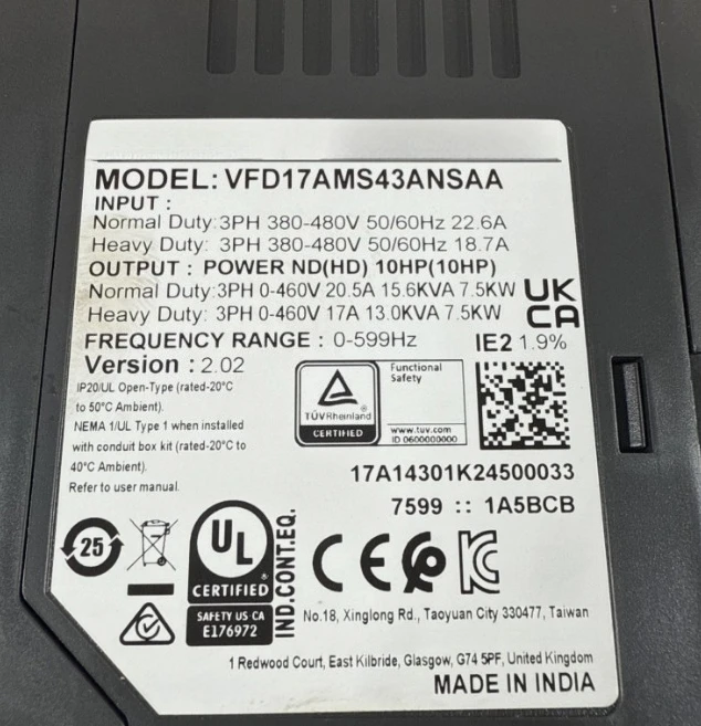 Brand New VFD17AMS43ANSAA 380V 7.5KW New Expedited Shipping