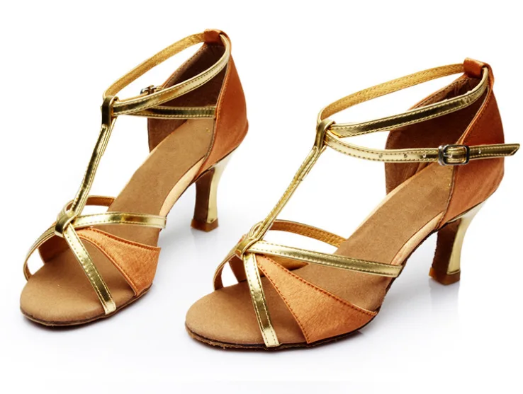 

Женская обувь для латинских танцев, атласные сандалии из искусственной кожи, женская обувь для девочек, сальсы, танго, бальных танцев, обувь на высоком каблуке с мягкой подошвой, 7 см