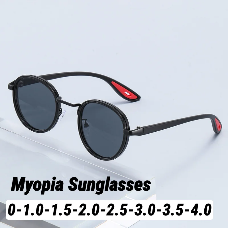 

Маленькие круглые солнцезащитные очки в металлической оправе с минусными диоптриями от 0 до-4,0, женские и мужские стильные очки UV400, солнцезащитные очки для вождения