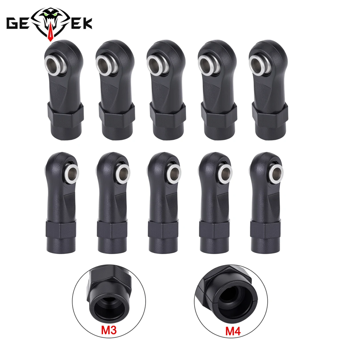 M3/M4 Plastic Straight and Angled Rod Ends Heads Link Balls Linkage Joint 10Pcs for 1/10 RC Car Crawler SCX10 90046 TRX4 D90 TF2