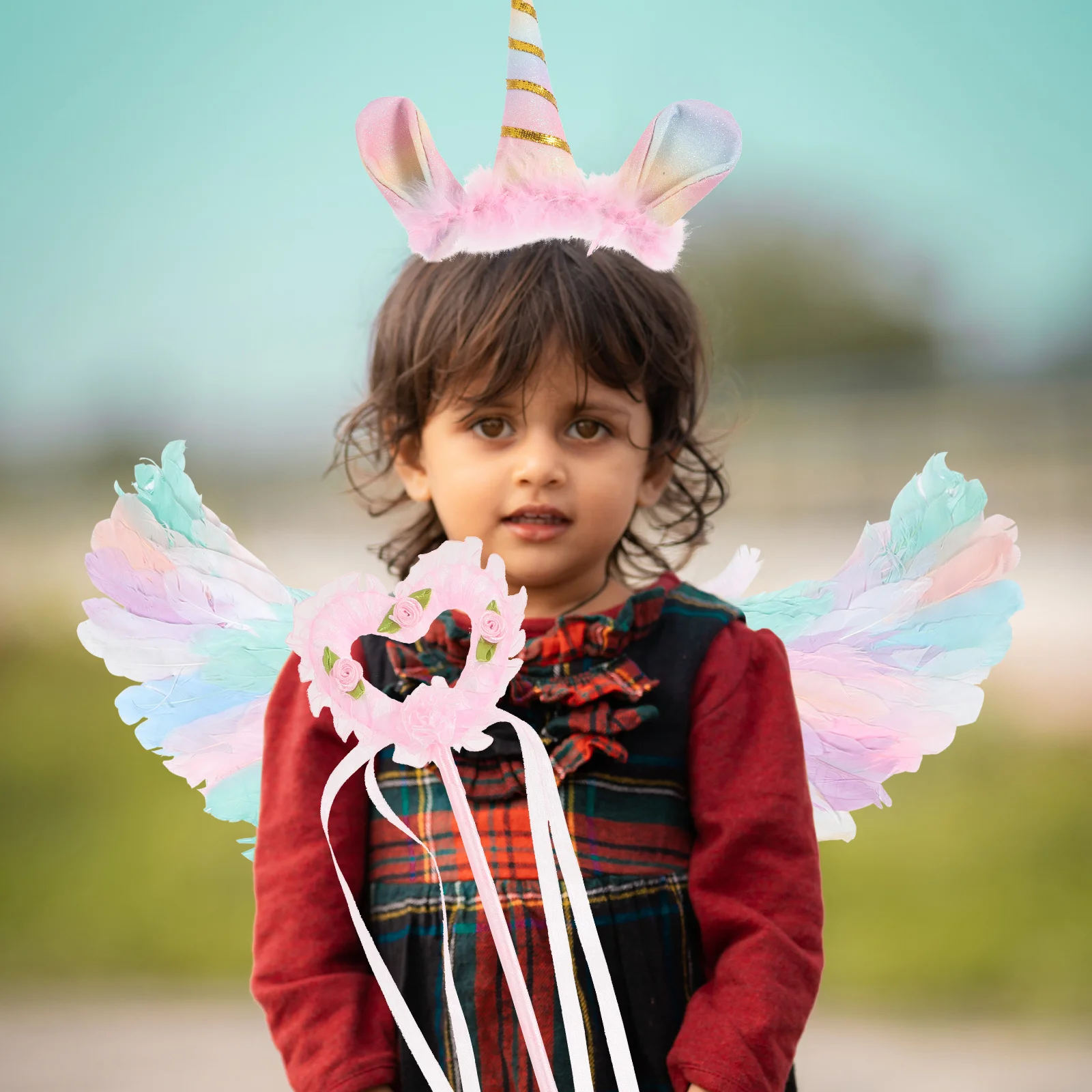 ชุดปีกนางฟ้า 1 ชุด อุปกรณ์ประกอบชุดนางฟ้า ไม้กายสิทธิ์ ที่คาดผม อุปกรณ์คอสเพลย์ ปีกนางฟ้า