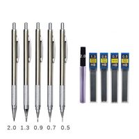 0.3/0.5/0.7/0.9/1.3/2.0mm Metal Mechanical Pencil Drawing Automatic HB Pencil Set with Leads Office School Supplies Stationery