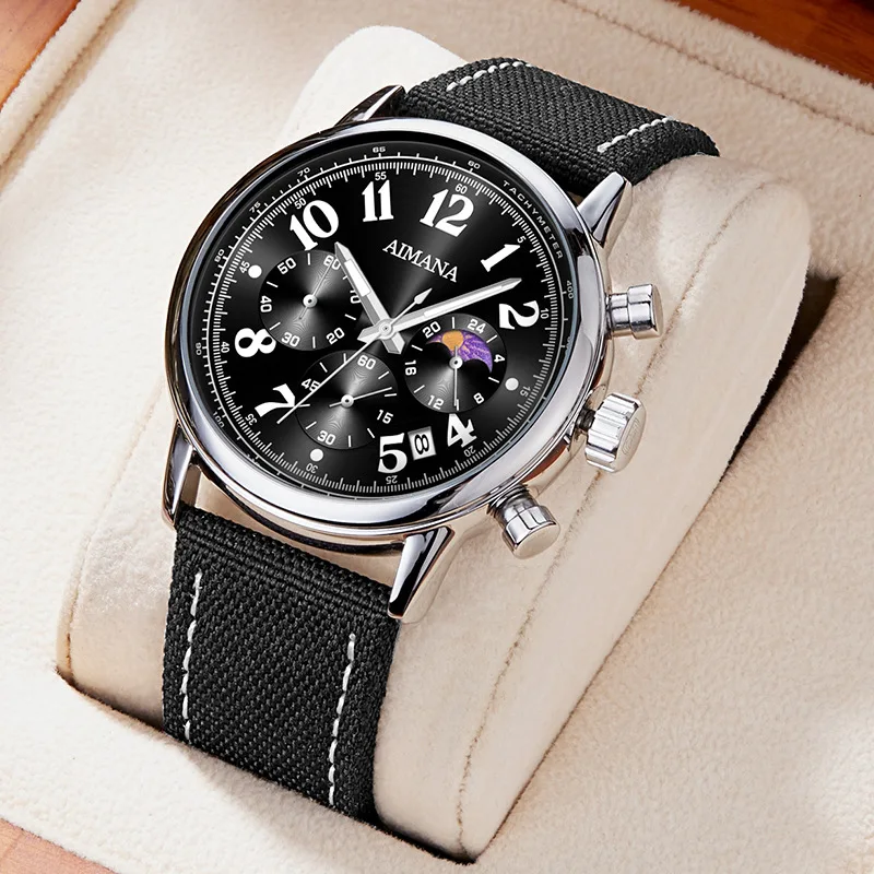 

Luxury Sports Military Men Watch Waterproof Luminous Chronograph Nylon Leather Date Man Wristwatch Quartz Men's Watches