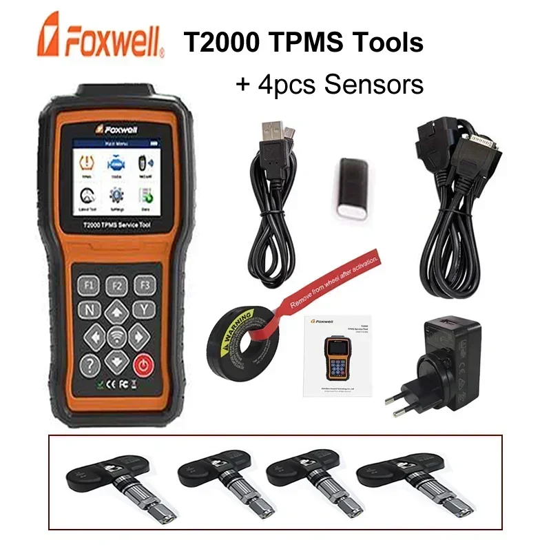 FOXWELL T2000 TPMS Diagnostic Maintenance Tool Diagnose Car Tire Pressure Monitoring System 2 in 1 OBD2 Scanner update of t1000