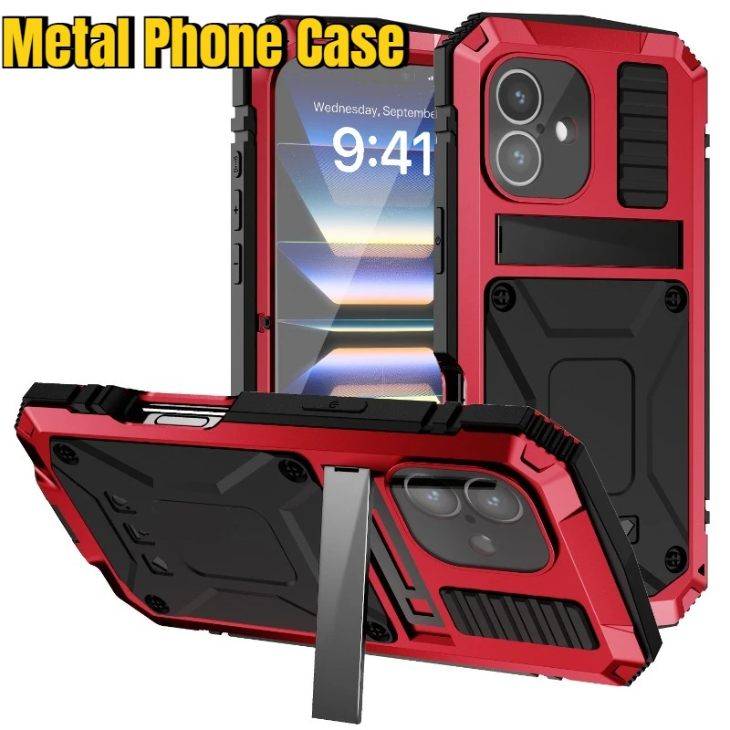 

For iPhone 16e 15 Pro Max 14 Plus Luxury Aluminum Shockproof Cover Full Protection Military Shell New Metal Phone Case