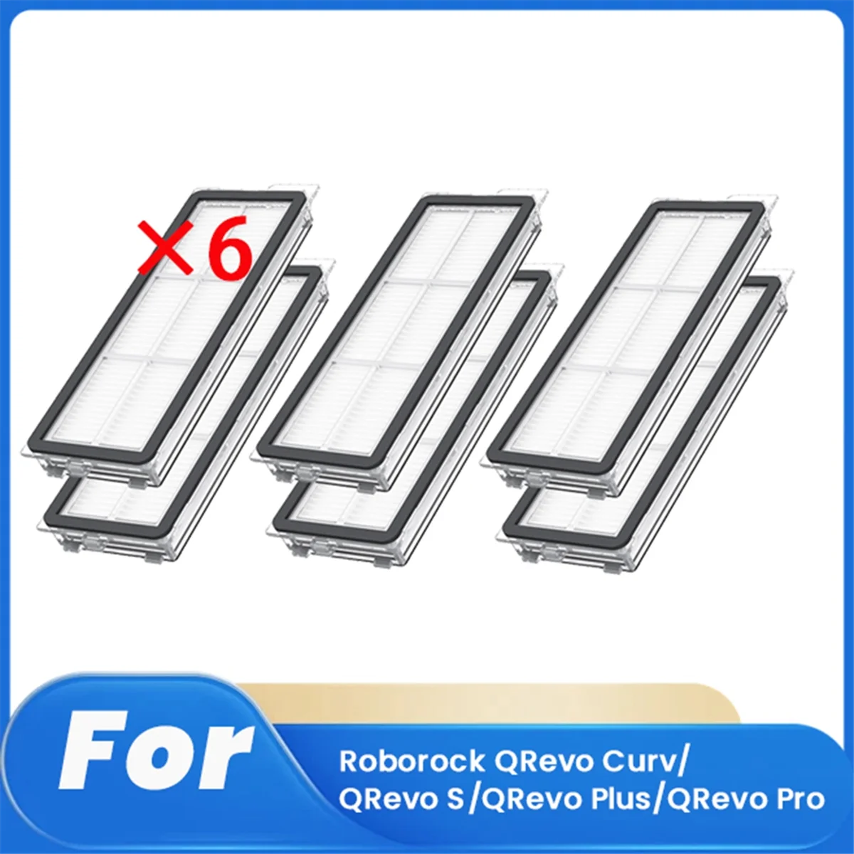 A71P 6 Pcs Cleaner Filter for QRevo Curv/QRevo S/QRevo Plus/QRevo Pro Sweeping Robot Accessories