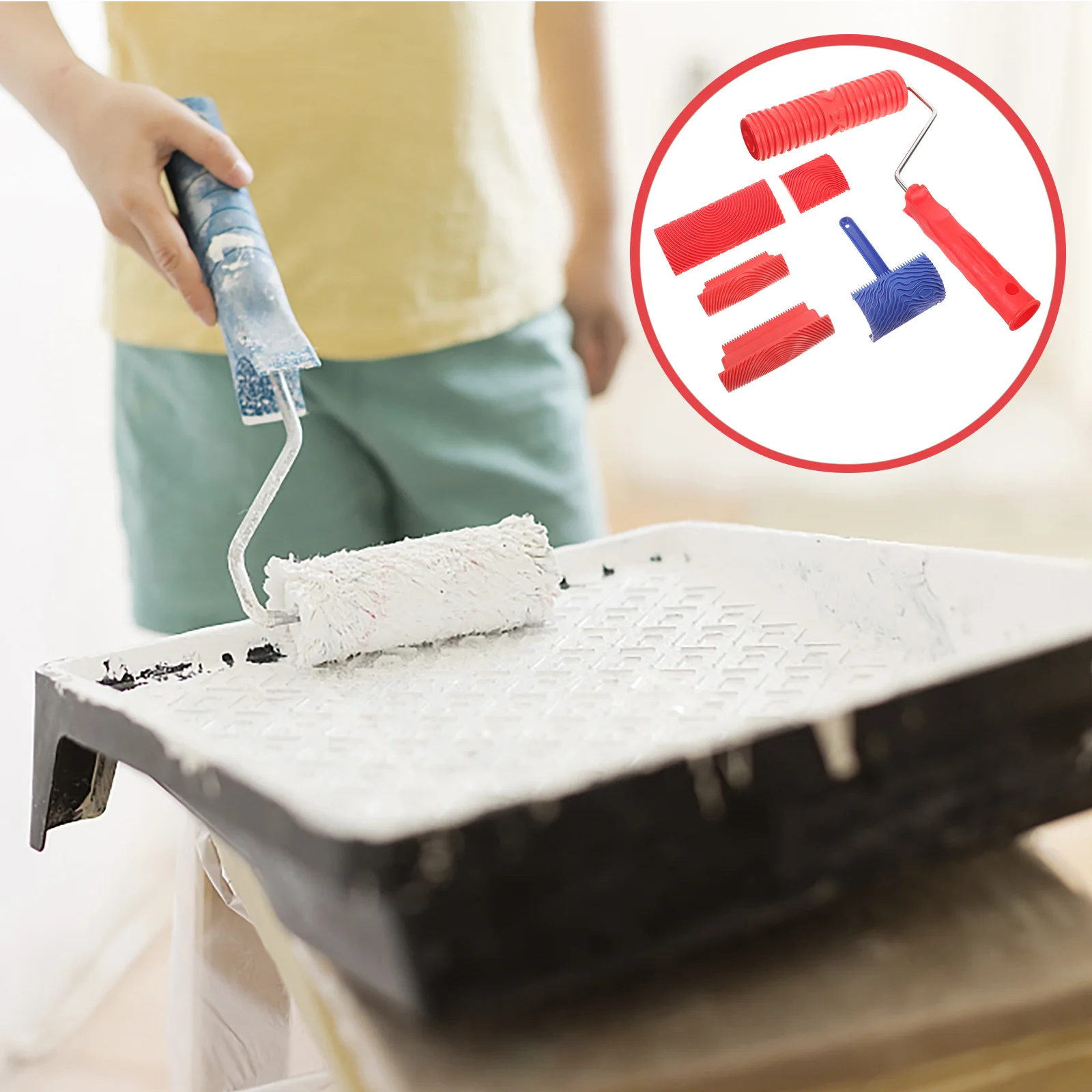 

6pcs Set Realistic Texture Painting Tools Rubber Iron Durable Graining Grain Brush For Wall Decoration Graining Tool Look Like