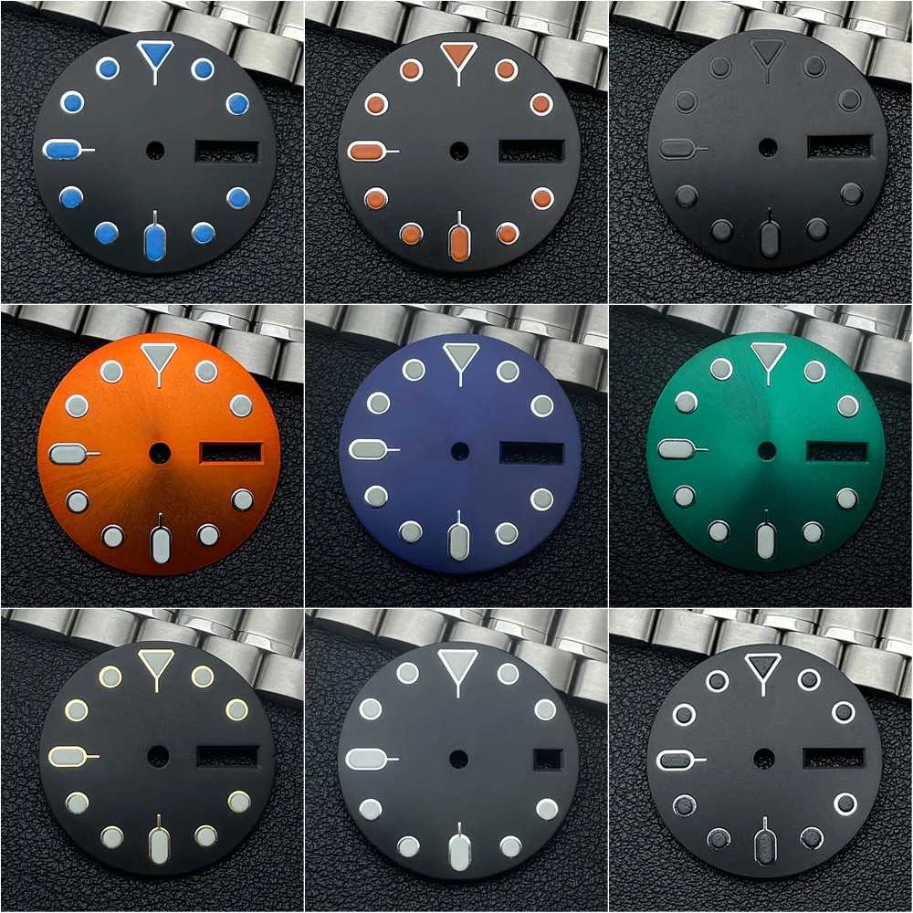 28.5mm NH35/36 high-quality dial single and double calendars, strong green night light replacement dial accessories