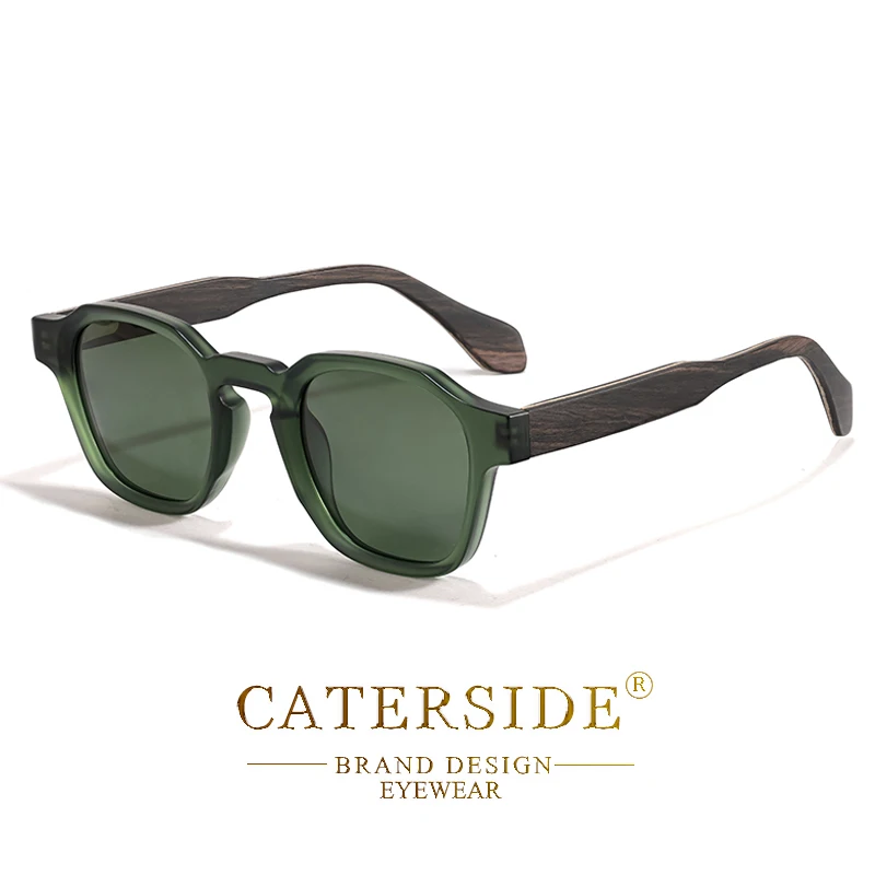 CATERSIDE Vintage Herren Polarisierte Sonnenbrille Luxusmarken-Design Massivholz-Bügel Sonnenbrillen für Damen Fahren Party Urlaub Brillen – Detail 9