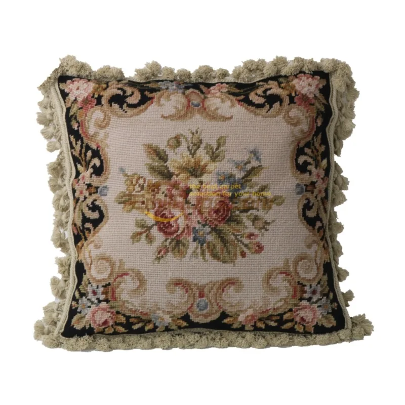 victorian pillow needlepoint  woven european palace pillow needle embroidery pure wool