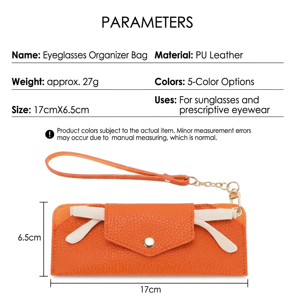 Soft PU Leather Glasses Bag Portable Sunglasses Pouch With Snap Button Protective Eyewear Case Microfiber Lining For Women Men