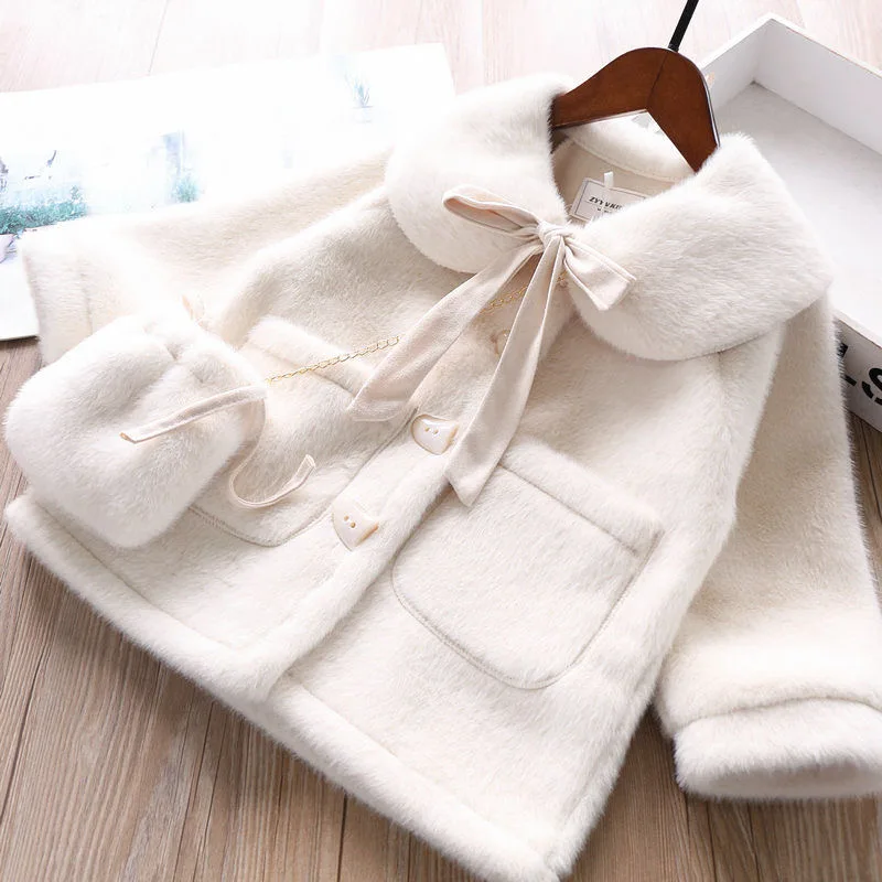 

3 4 6 8 10 Years Girls Jacket Autumn Winter Warm Faux Fur Coat For Girls Christmas Princess Outwear Cute Plush Children Clothing