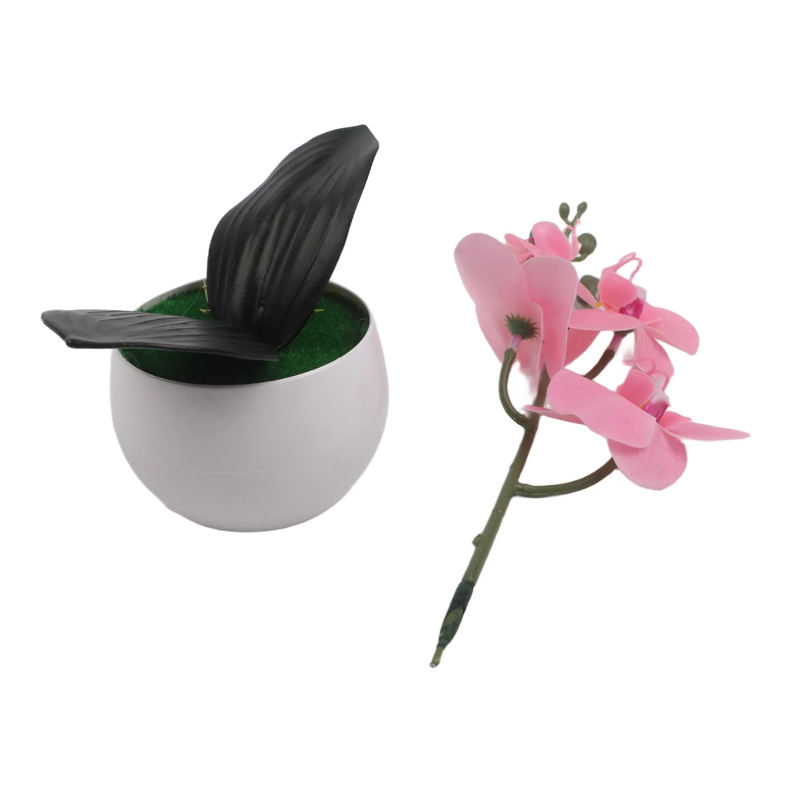 Butterfly Orchid Bonsai Fake Plant in Four-Flower Arrangement with Round Belly Pot for Indoor Space Enhancement