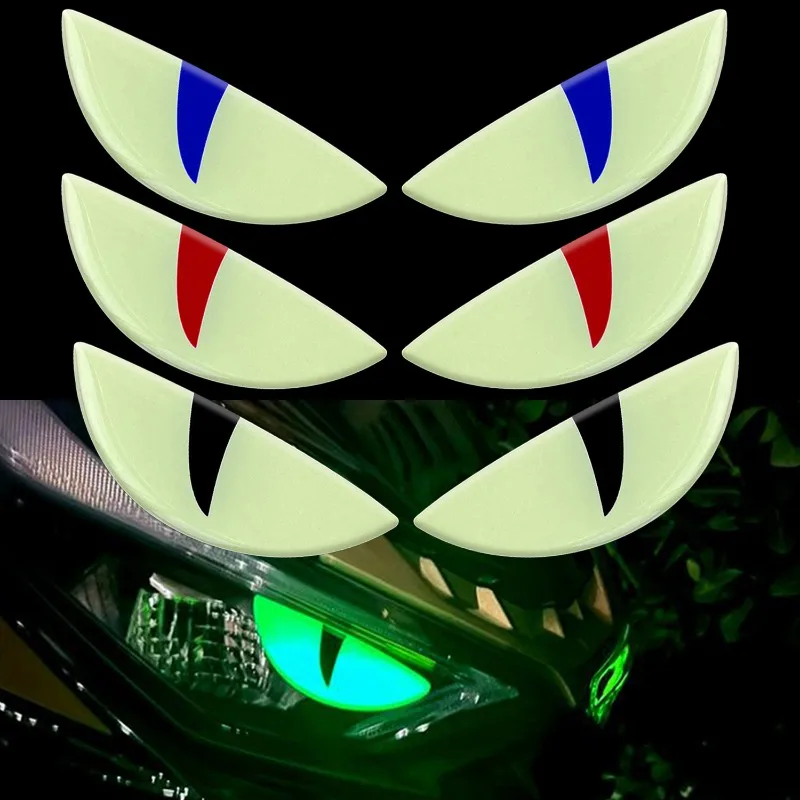 Motorcycle Modification Night Light Devil Eye Stickers Three Dimensional Decorative Front Stickers Windshield Sticker Accessorie