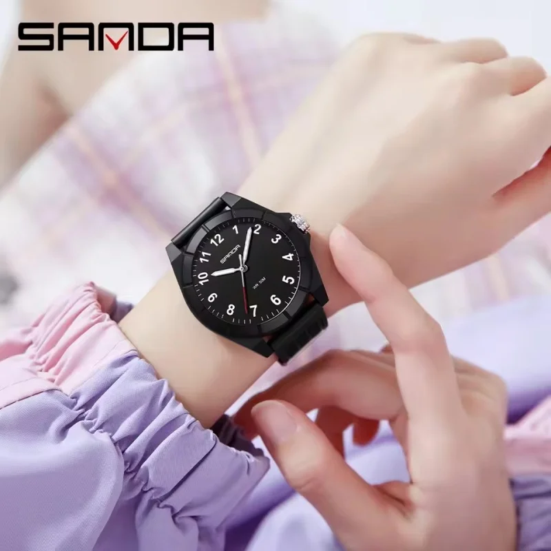 SANDA 6232 Top Brand Quartz Watch Children's Simple Waterproof Silicone Strap Night Light Boys and Girls Watch reloj niño