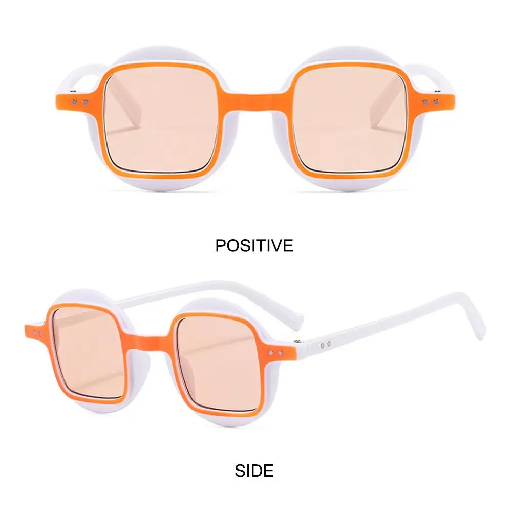 Unique Design Hip-Hop Shades Round Frame Square Lens Sunglasses Street Shooting Eyewear for Women & Men UV400 Protection