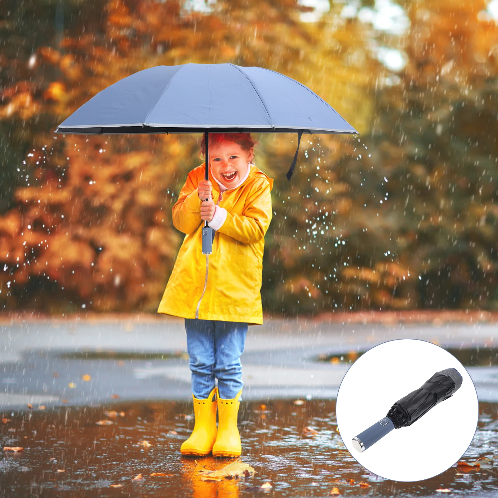 

10 Bone Reverse Folding Umbrella Umbrellas Mini for Travel Compact Golf Windproof Men Cute Rubber Miss Collapsible Rain