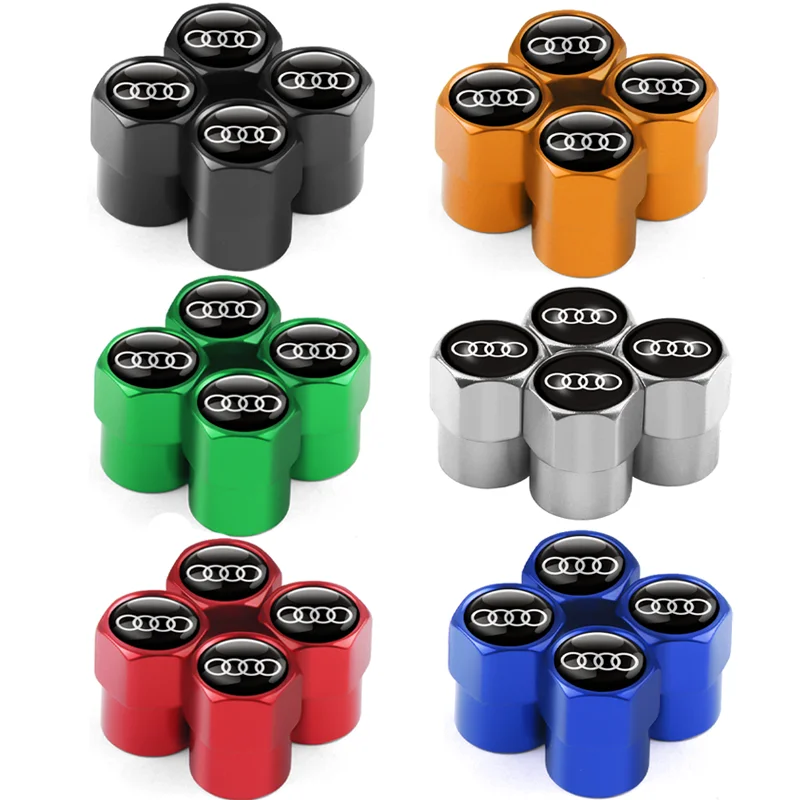 4 pièces de capuchons de valve de pneu de roue de voiture en métal, couvre-tige de jante de pneu pour Audi A3 A4 B8 8V A6 C7 A5 Q5 B7 B6 B9 SLINE QUTTRO RS Q3 Q7 S3 S6