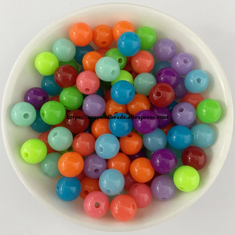 Shine Acrylic (Not Fluorescence) Round Spacer Beads 6 8 10 MM Pick Colour For Jewelry Making DIY