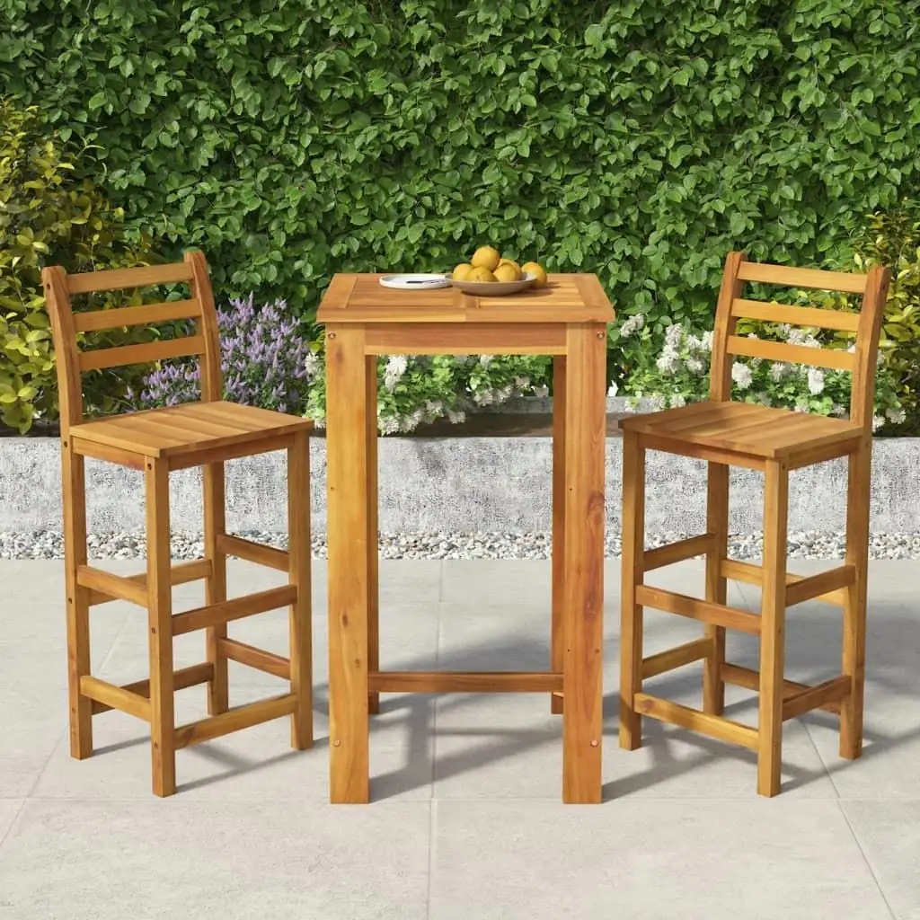 3-Piece Acacia Wood Patio Bar Set – Stylish Outdoor Furniture for Gardens & Balconies