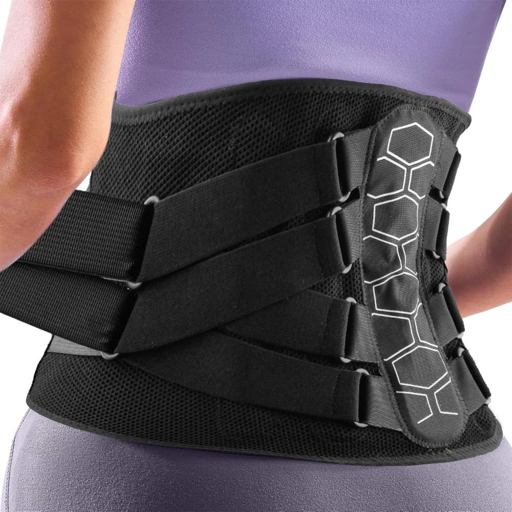 1Pcs Breathable Back Brace with Pulley System, Sciatica and Scoliosis, Lumbar Support Belt with 4 Stays for Work Lifting Sports