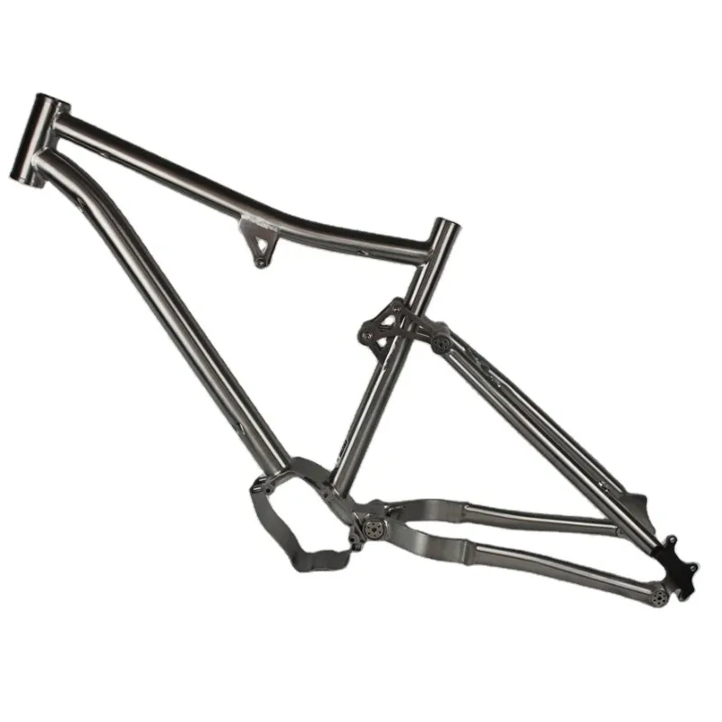 China Made Titanium MTB Suspension Bike Frame With Motor Bridge