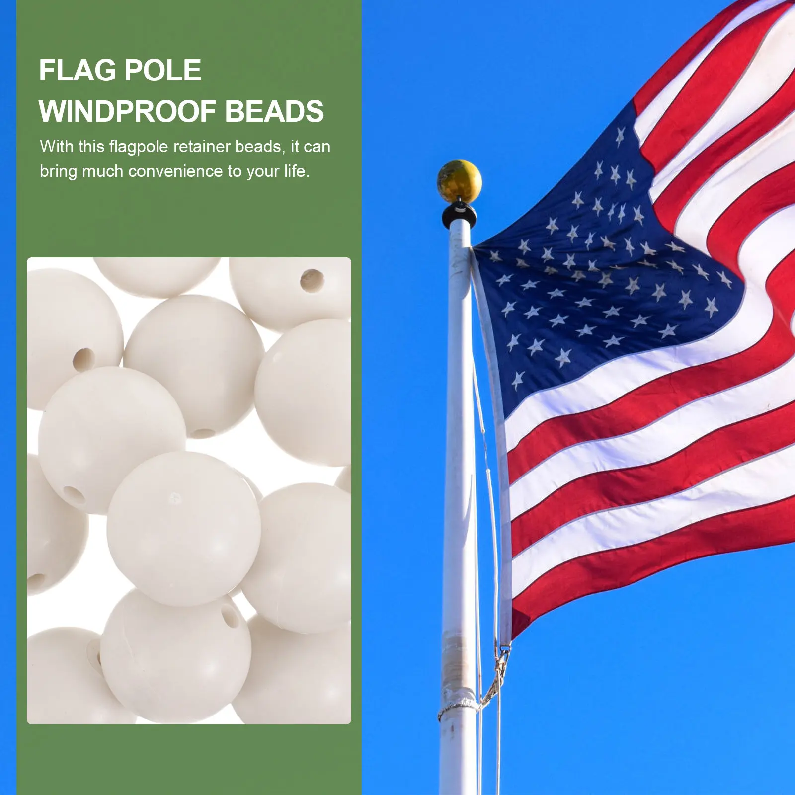 20Pcs Flagpole Beads Windproof Flag Retainer Beads Plastic Perforated Hole Design Scratch Protection Flag Display Essential