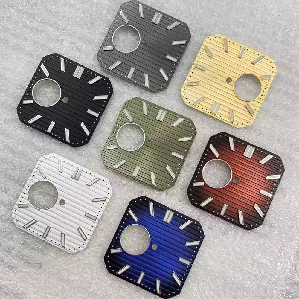 

27.5mm Watch Dial with Green Luminous Watch Faces for NH38 NH70 Movement Fashion Square Dial NH70 Modified Accessories