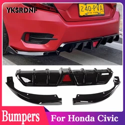 For Honda Civic 2016-2022(With Light)High Quality ABS Bright Black & ABS Carbon Bumper Lip Rear Trunk Diffuser Spoiler