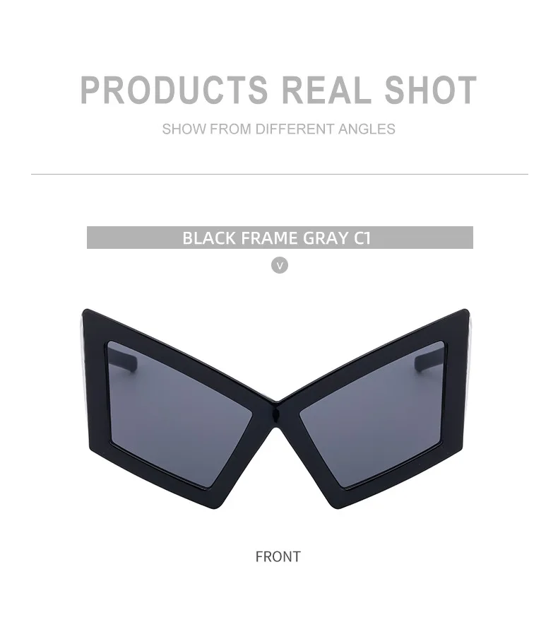 Übergroße Cat-Eye-Sonnenbrille für Damen 2026 Luxusmarken-Designer Großer Rahmen Vintage-Brillen Y2K Punk Sonnenbrillen für Frauen UV400 – Detail 10