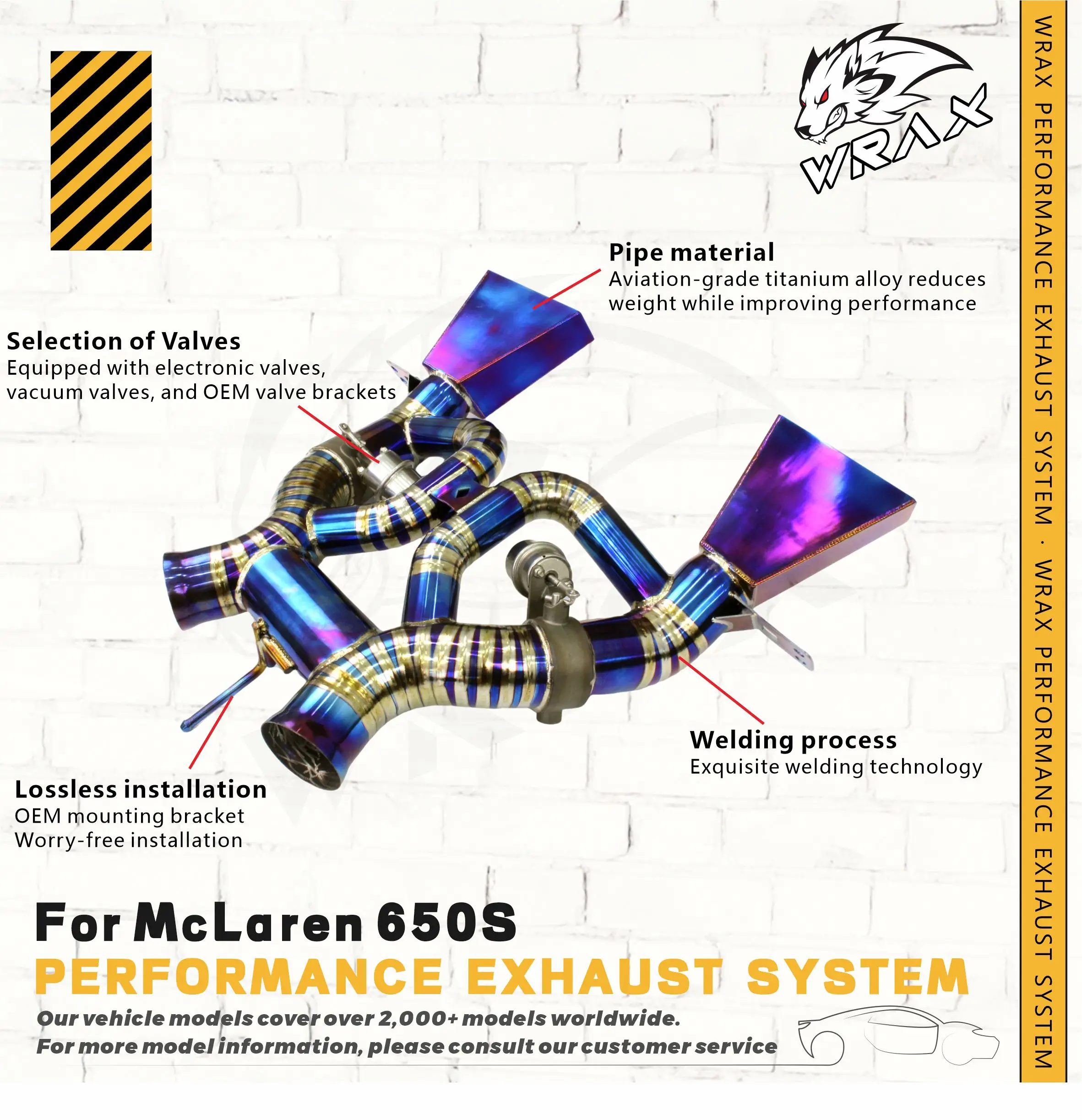 

WRAX Supercar Sound Titanium Valve Catback для McLaren 650S Performance, металлический рев, вдохновленный гусеничным выхлопным механизмом