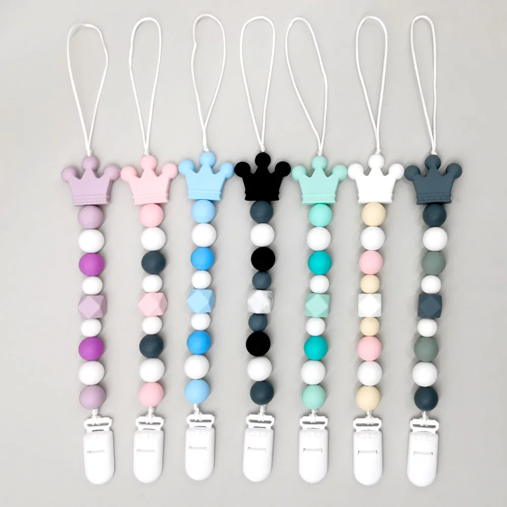 

Детская силиконовая корона, зажим для соски, цепочка для пустышки, держатель для соски для новорожденных, зажимы, без BPA, игрушки для прорезывания зубов, пустышка, подвеска, держатель