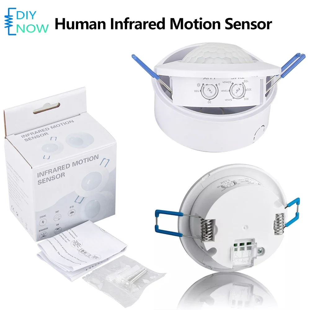 Infrared Motion Sensor Switch Adjustable 360° Detection for Home Security Lighting with Low Power Consumption