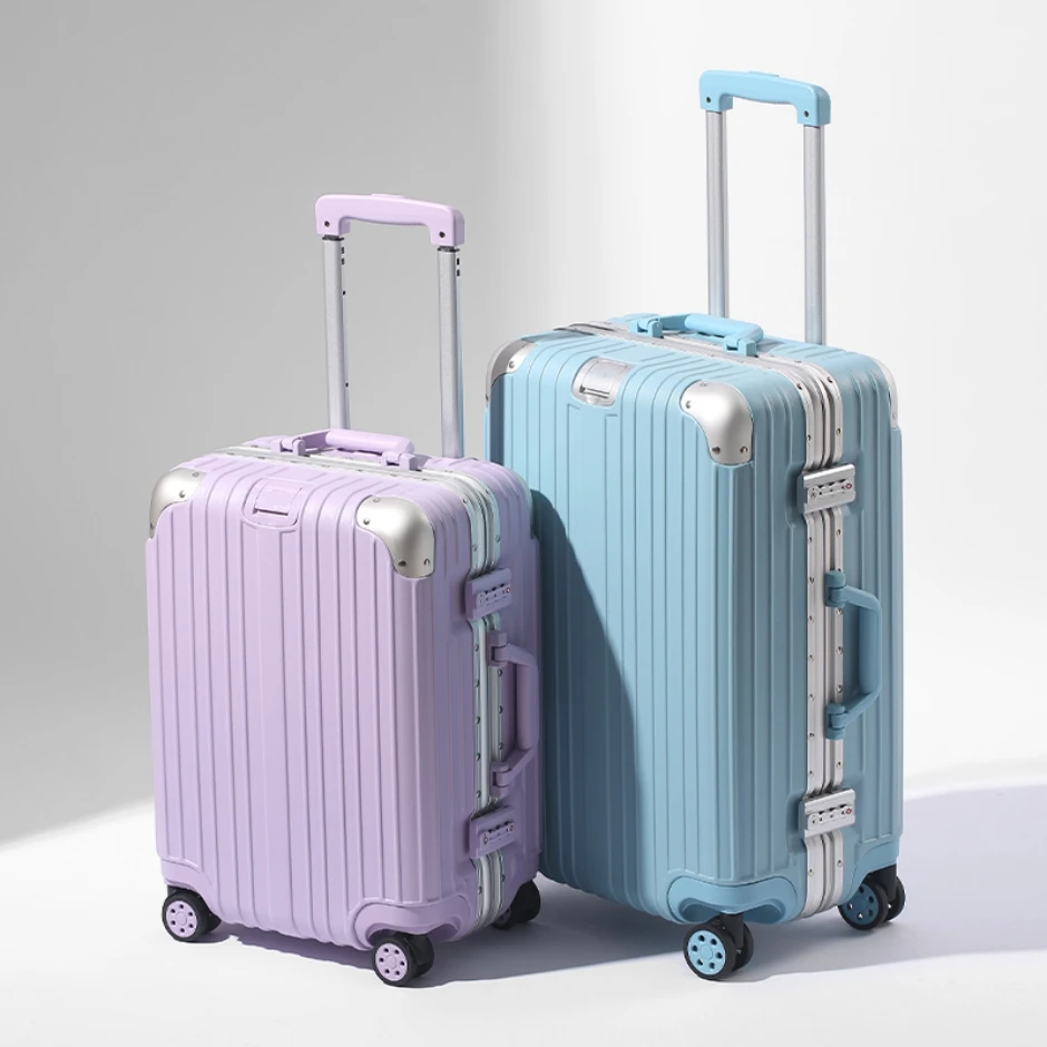 

Fashion Suitcase Female Travel Trolley Case Aluminum Alloy Frame TSA Lock Men Rolling Luggage Hard Shell Material 20/22/24/26/29