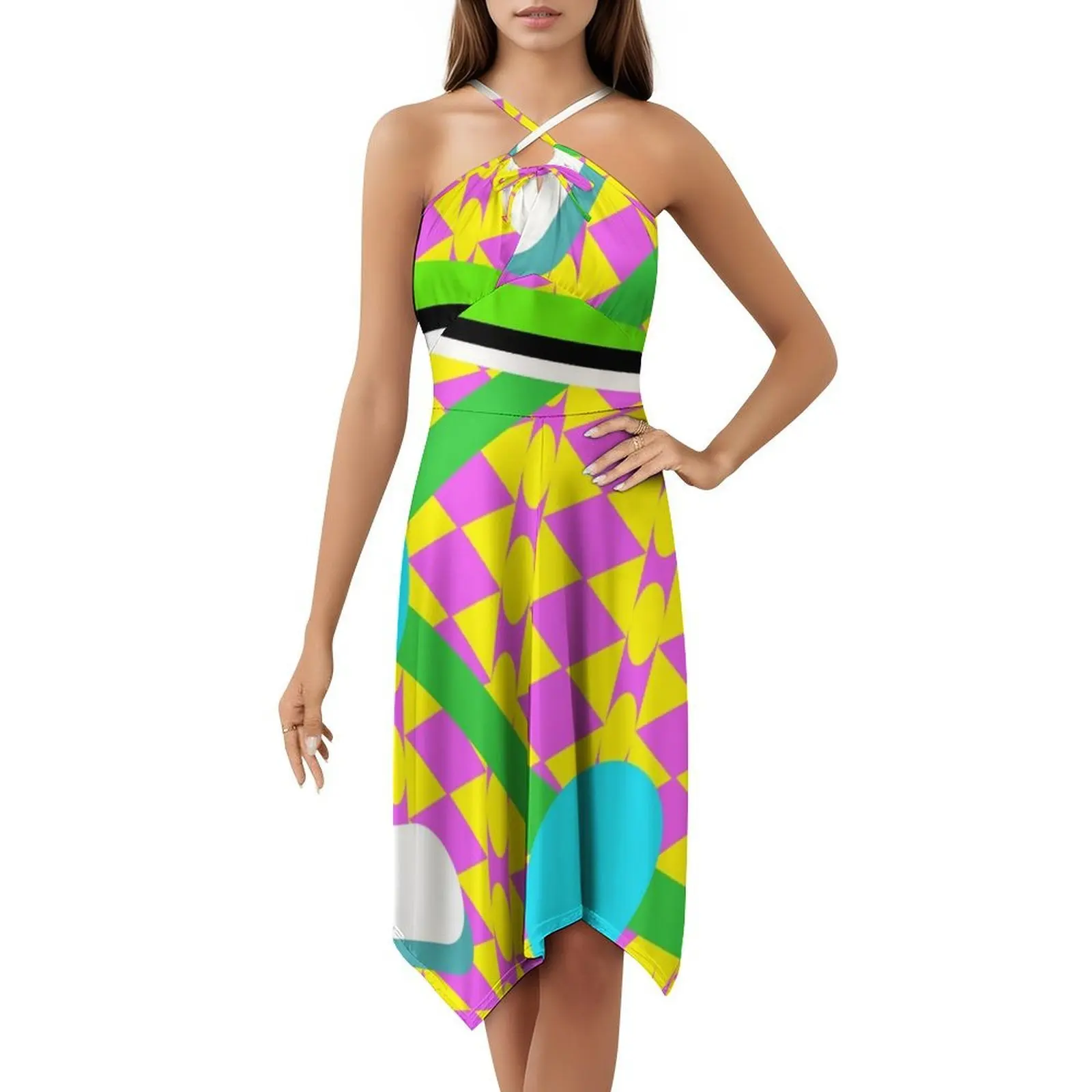 Seedy Sanchez Hover Board Abito bohémien senza maniche Abito da festa multi-stampa per le vacanze al mare Ritorno al futuro Hoverboard Bttf 2