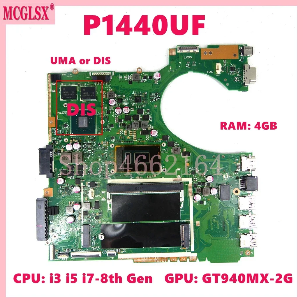 

P1440UF with i3 i5 i7-8th Gen CPU 4GB-RAM UMA/DIS Mainboard For ASUS P1440U P1440UF P1440UA P1440UB P2440UF Laptop Motherboard