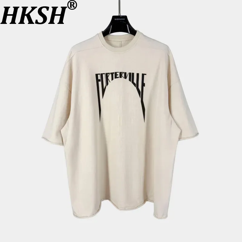HKSH Dark Style Short Sleeved 2026 Spring Summer Cotton Printed Loose Round Collar Casual T-shirt Chic Ins RO Style Tees HK19674