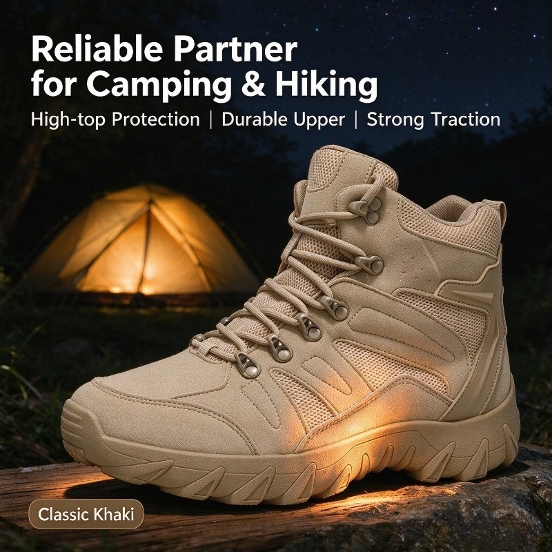 Men's Desert Combat Boots Men Ankle Boots Male Hiking Shoes Tactical Boots Big Size  Work Safety Shoes Motocycle Boots