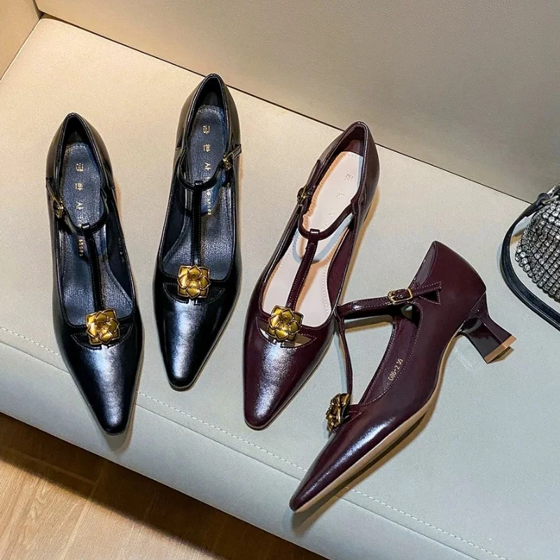 Talons hauts pointus Parker pour femmes, sandales à fleurs à la mode, printemps, été, nouvelles chaussures de fête peu profondes, escarpins pour dames, 2025