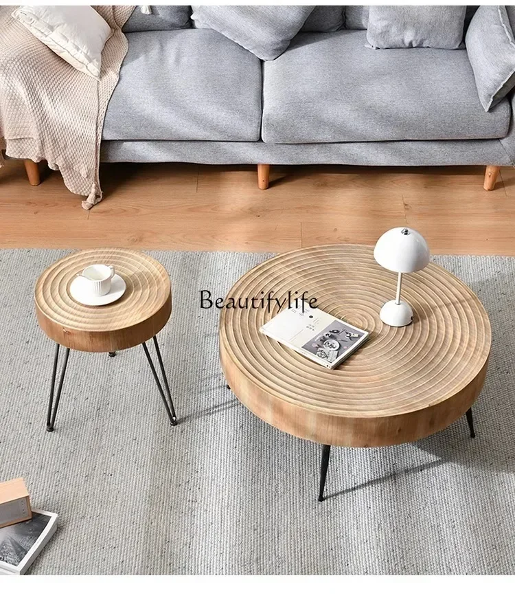

FG28Japanese-style wabi-sabi wind solid wood coffee table living room small apartment household medieval retro tea table
