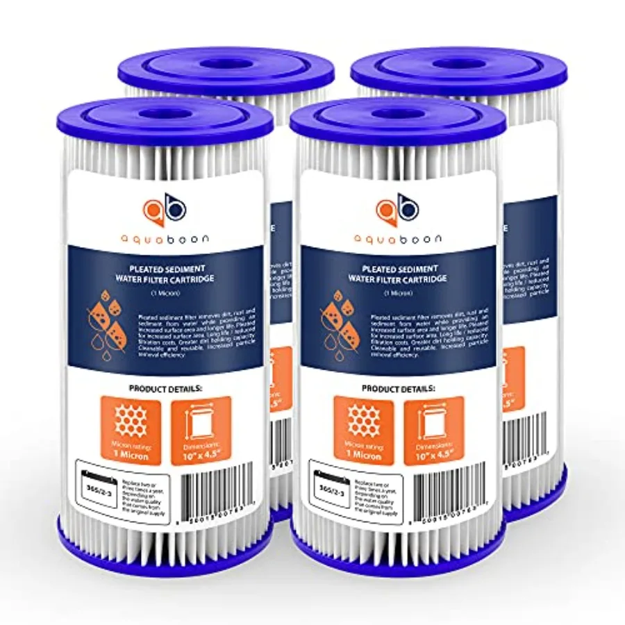

1 Micron Pleated Water Filter 10 x 4.5 for Whole House Sediment Water Filter Replacement Compatible with Well Filters FXHSC R50