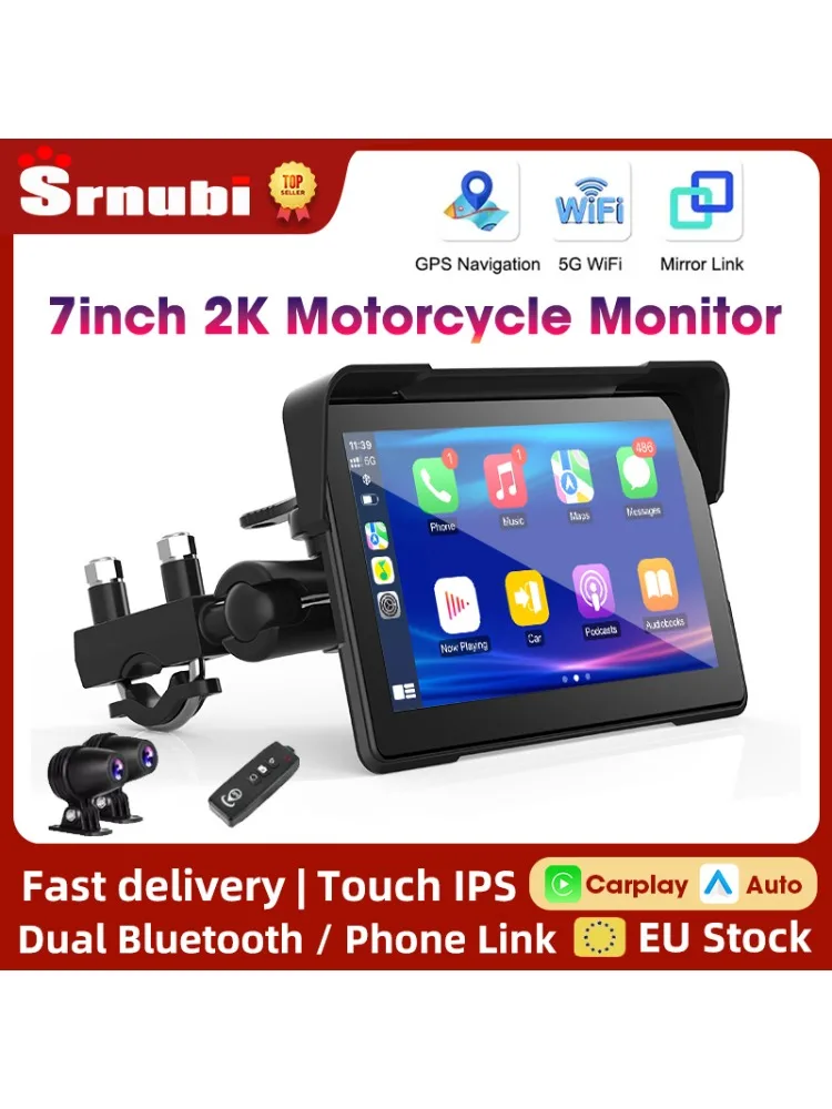 5/7 inch draagbare Carplay motorfiets DVR GPS-navigatie IPX7 waterdicht IPS-display voor draadloze CarPlay Android Auto - afbeelding 2