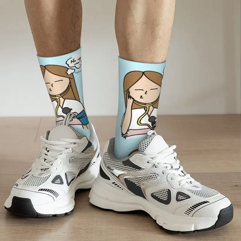 Cute Printing Enfermera En Apuros Doctor Nurse Medical Socks for Women Men Stretchy Summer Autumn Winter Crew Socks