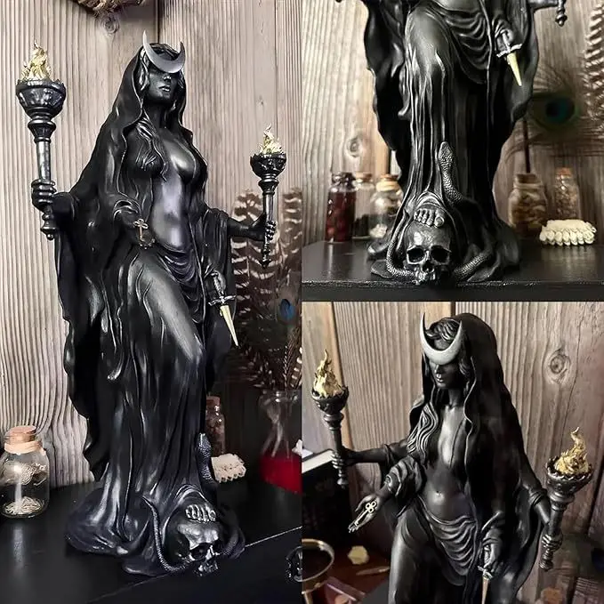 Halloween Greek Hecate Witch Statue Magic Hounds Resin Figurine Night Witch Modern Home Desktop Decoration Sculpture