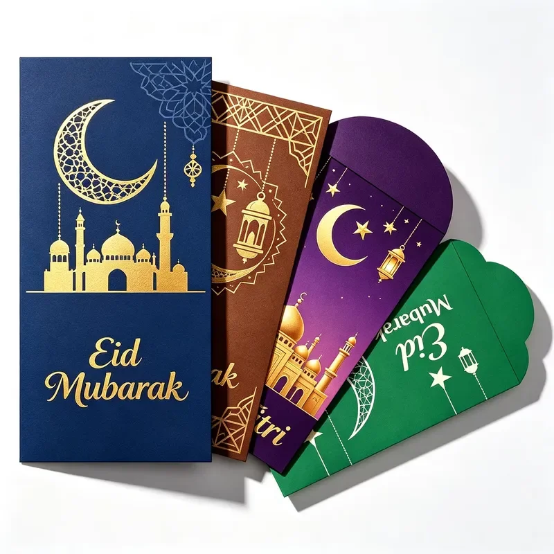 Odm Service Customized Invoice Paper Envelope Printed Envelope Wedding Invitation Fancy Paper Money Envelop for Eid Gift