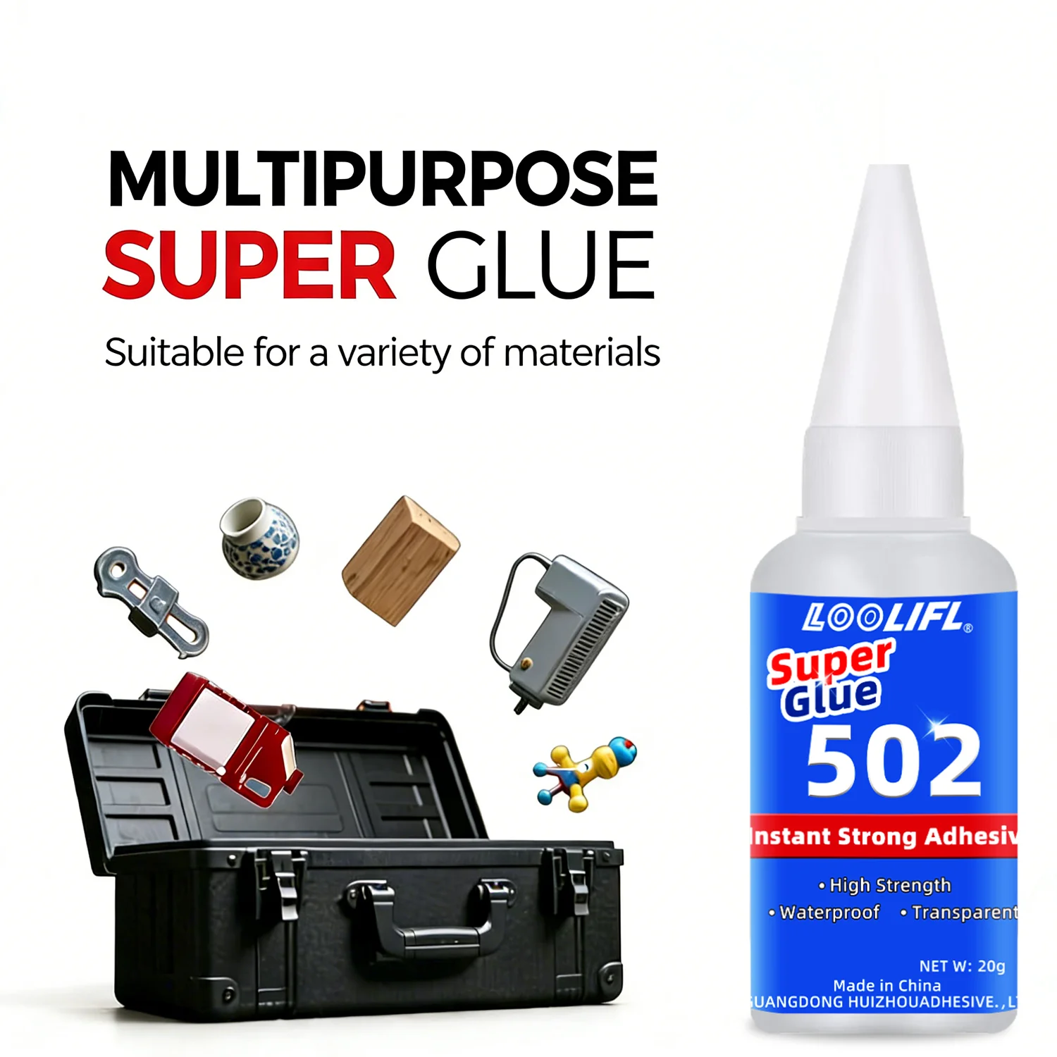 LOOLIFL 502 Super Glue Cyanoacrylate Quick Bond With Extra Precision Applicator Nozzles For Metal Plastic Toys Craft DIY Repair