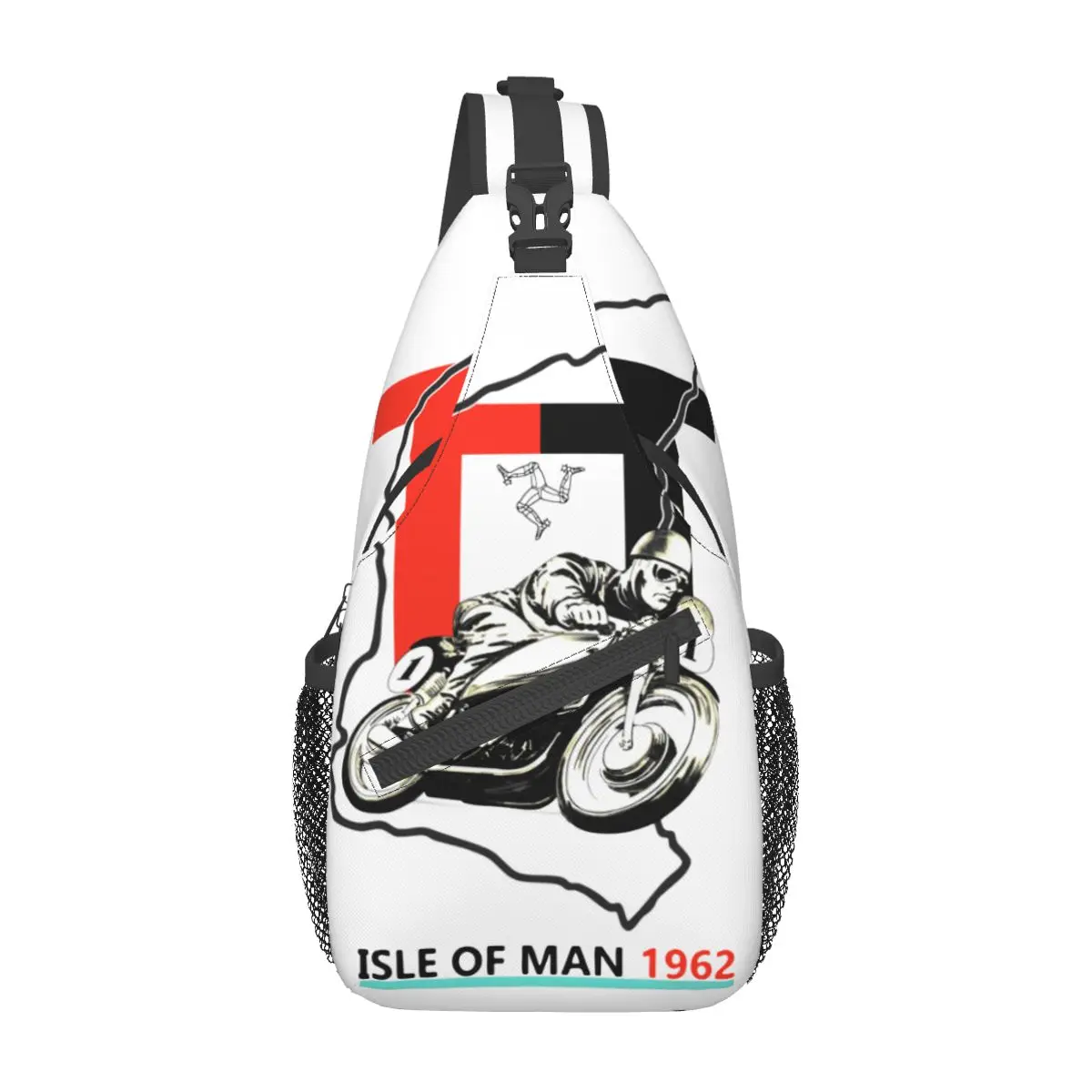 Isle Of Man TT Sling Bag Chest Crossbody Shoulder Sling Backpack Hiking Travel Daypacks Road Racing Motorcycle Pattern Satchel