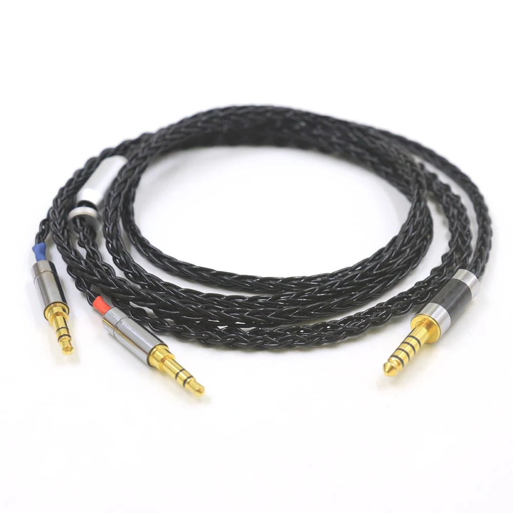8Core Silver Black Headphone Cable For Sundara Aventho Focal Elegia t1 t5p MDR-Z he400i he400s Denon D7200 Cord